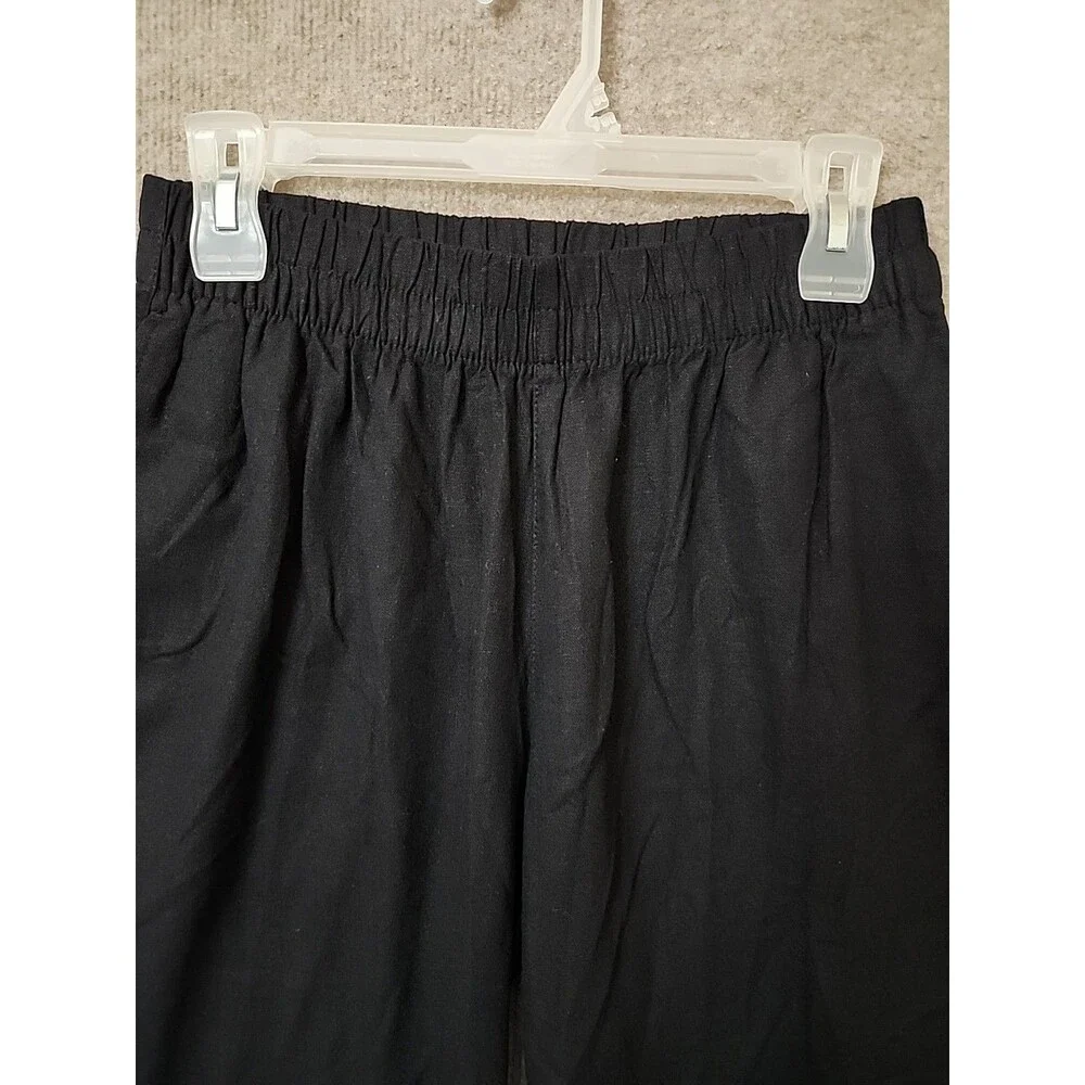 Old Navy Linen-Blend Straight Ankle Pants Womens S Black Beach Vacation NEW - Picture 6 of 11